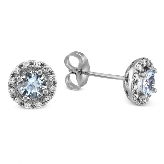 Aquamarine & Diamond Earrings in White Gold