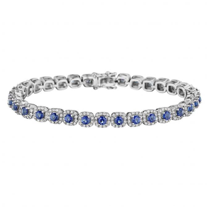 Sapphire & Diamond Halo Tennis Bracelet