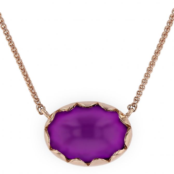 Oval Purple Garnet Cabochon Necklace