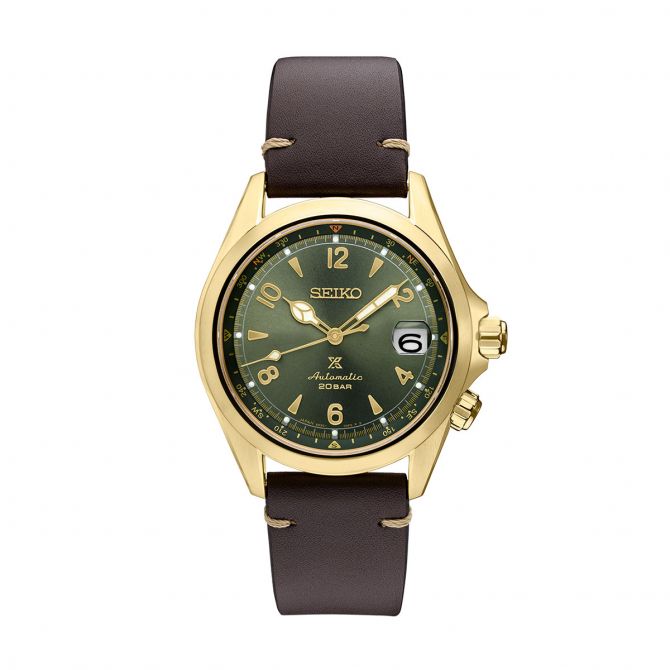gold seiko watch with leather strap