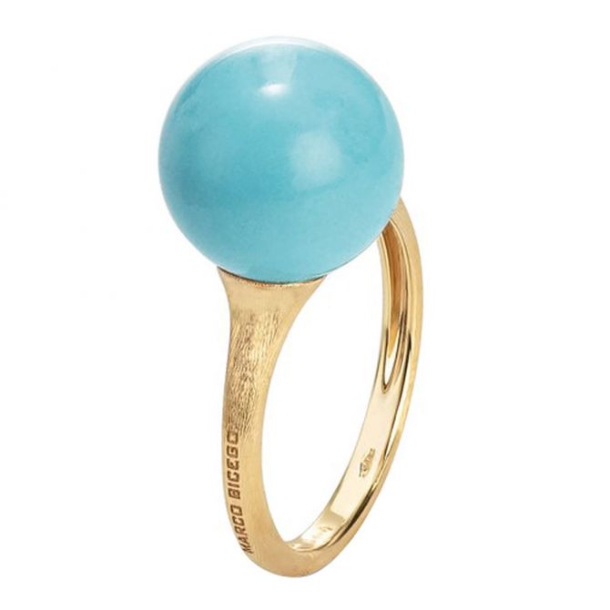 Africa Boule Turquoise Ring in Yellow Gold