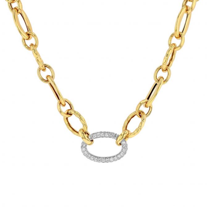 gold chain necklace with diamond pave