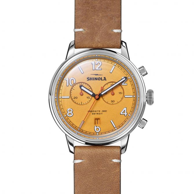 shinola watch with leather strap
