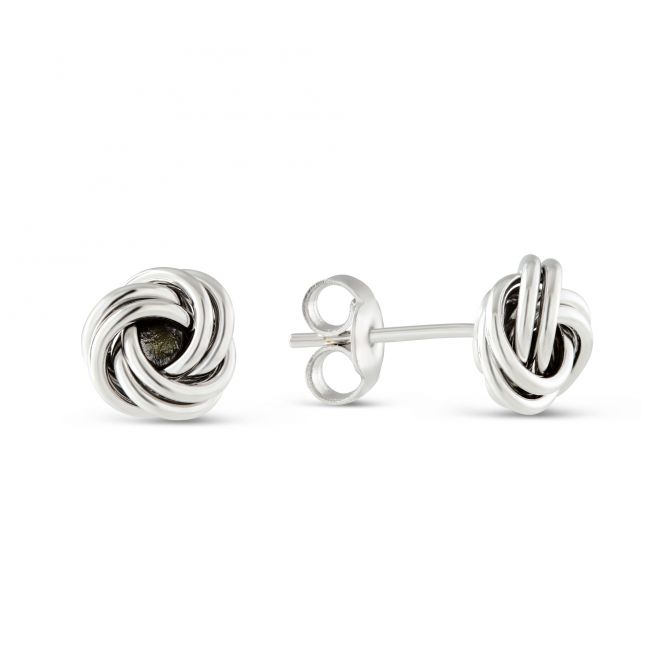 love knot earrings white gold