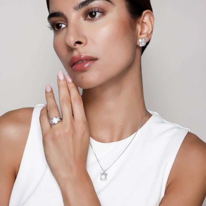 diamond jewelry on model