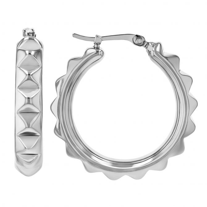 sterling silver spike hoops