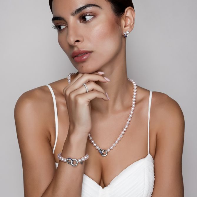 pearl jewelry on model