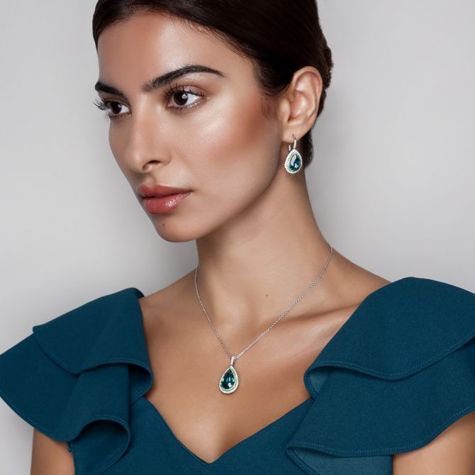 gemstone jewelry on model