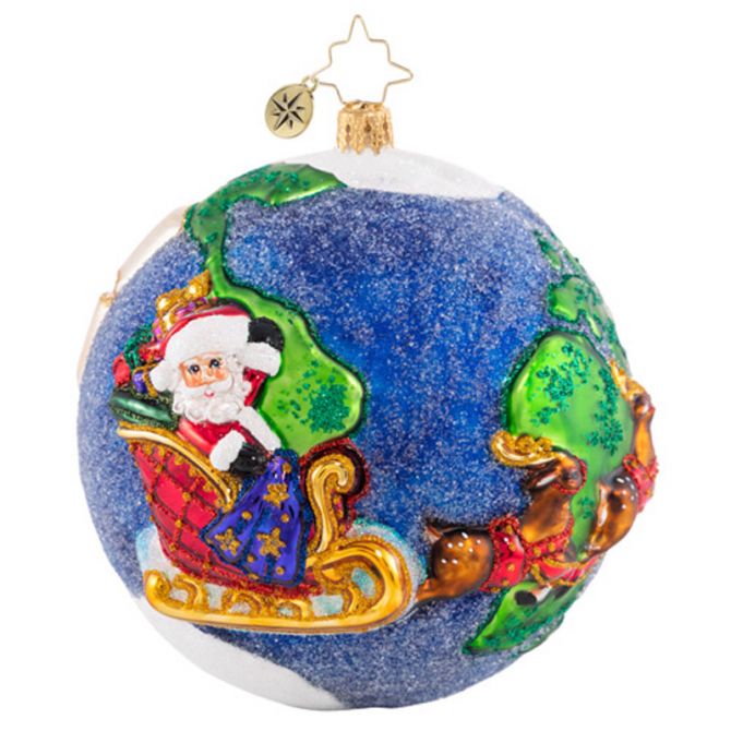 santa around the world ornament