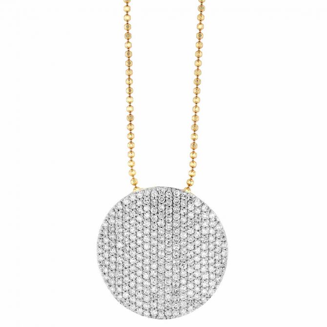 PHPaveNeck Phillips House Affair XL Infinity Diamond Pave Disc Pendant in Yellow Gold, 18"