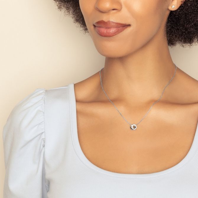 Dia Necklace Frederic Sage Diamond & White Gold Mini Interlocking Circle Pendant, 0.18 cttw, 18"