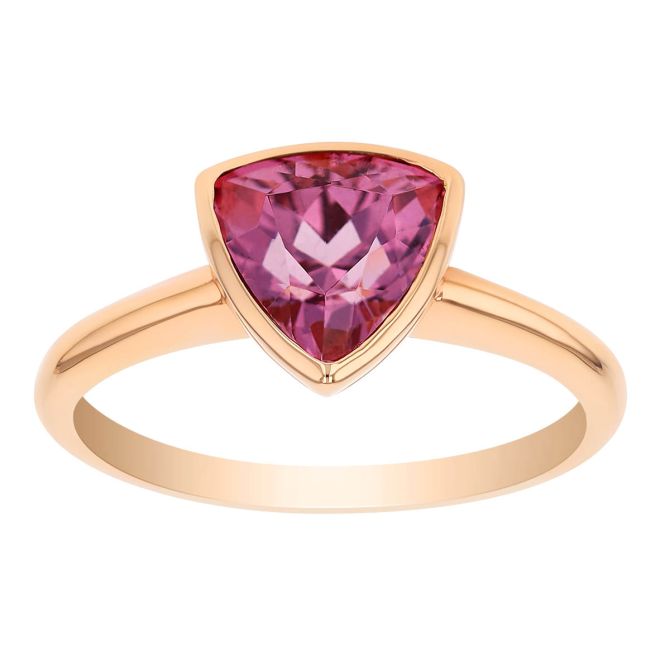Bezel Trillion Ring Bezel Set Trillion Lotus Garnet Ring in Rose Gold