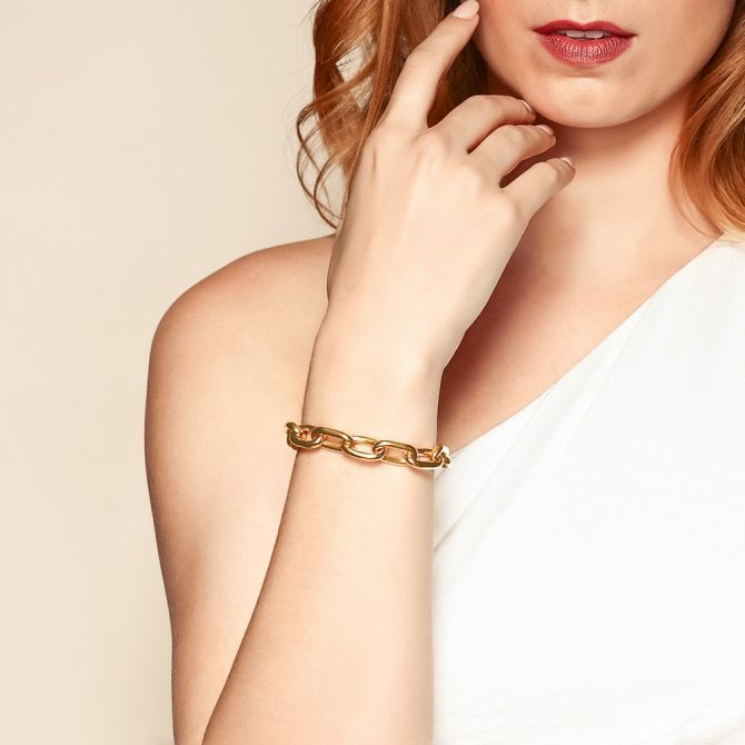 Chain Bracelet Roberto Coin Yellow Gold Large Paperclip Chain Bracelet