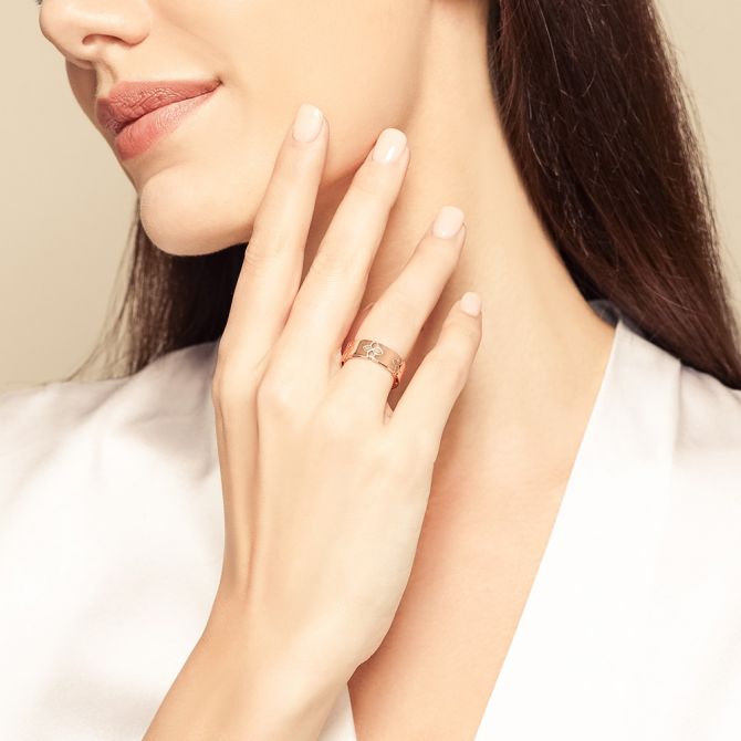 Gold Band Roberto Coin Love in Verona Rose Gold Band Ring, Medium Width