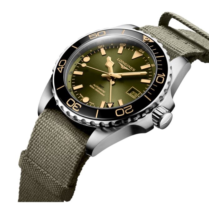 Longines GMT Watch Longines Hydroconquest GMT 41mm Men's Watch, Green Dial