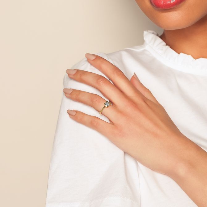 Split Bezel Ring Radiant Diamond Split Bezel Solitaire Engagement Ring in Yellow Gold