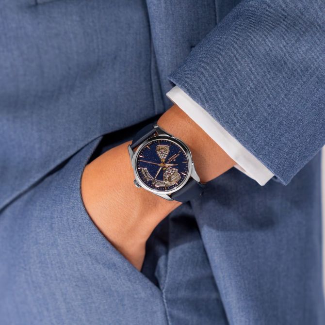 Open Heart Skeleton Watch Hamilton Jazzmaster Open Heart Women's 36mm Watch, Blue Skeleton Dial