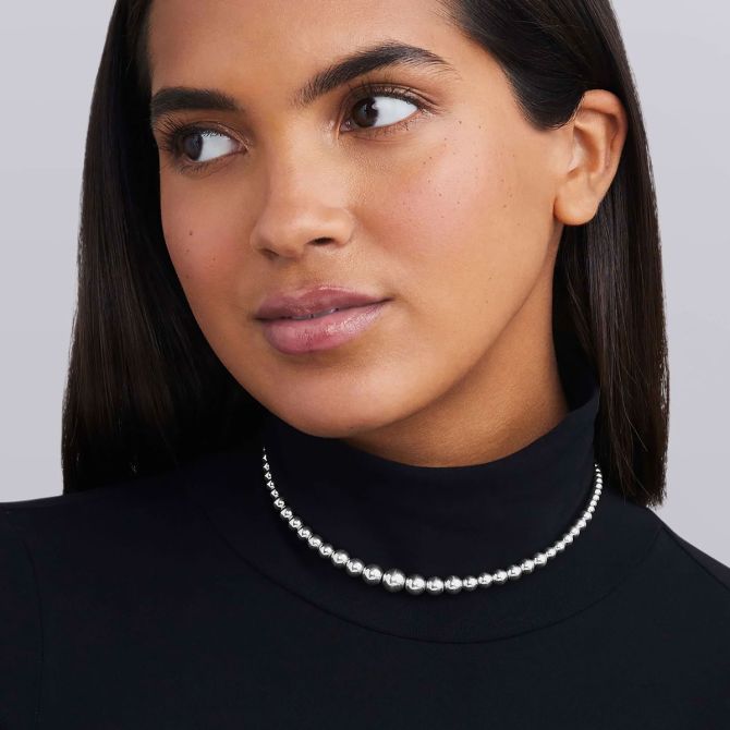 Lagos Graduated Bead Necklace Lagos Caviar Bubbly Petite Sterling Silver Graduated Bead Necklace