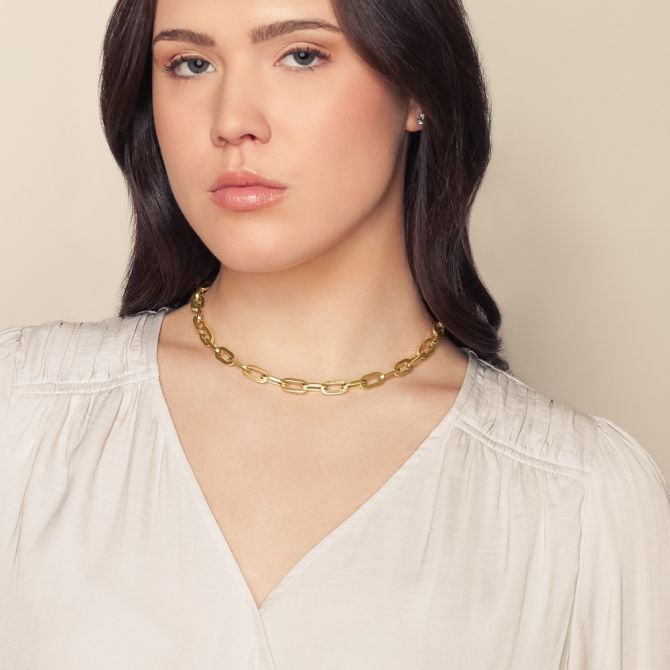 Roberto Coin Oro Classic Paperclip Collar Necklace in Yellow Gold, 17"