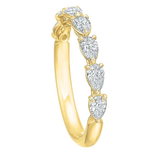 Pear Half Eternity Band Yellow gold pear diamond half eternity band