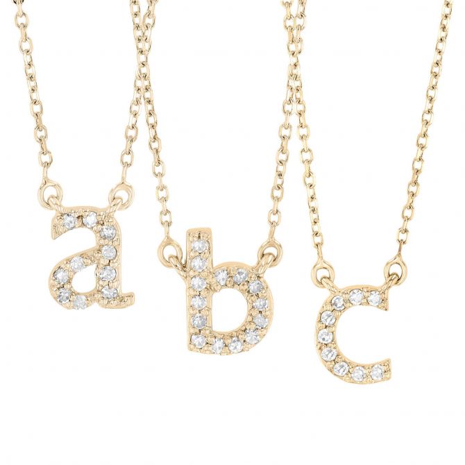 Borsheims Yellow Gold Diamond Initial Pendants