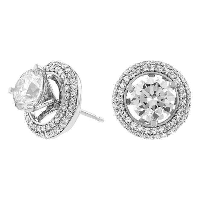 Round diamond earring jackets in white gold