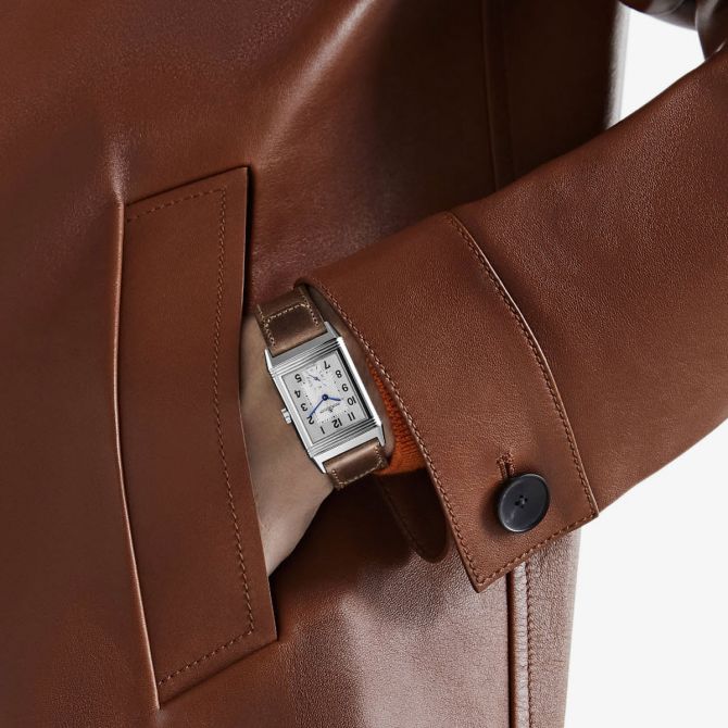 JLC men's dress watch with leather strap