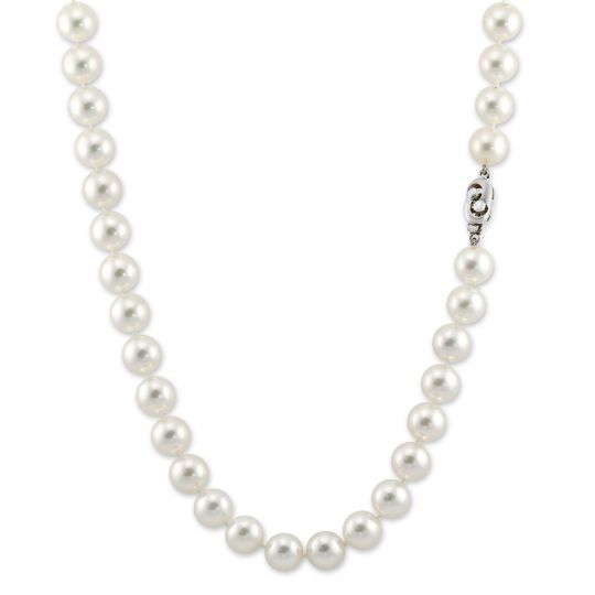 Akoya Cultured Pearl Strand, 7x7.5mm in White Gold, 16" by TARA Pearls