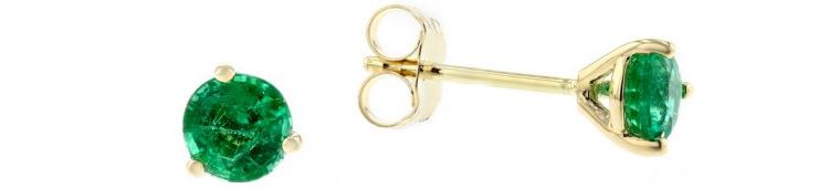 emerald-stud-earrings-gold-3EMRE0220A emerald stud earrings