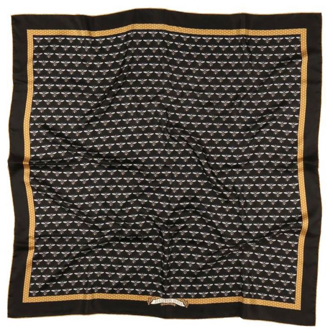 Halcyon Days Bee Trellis Black Silk Scarf