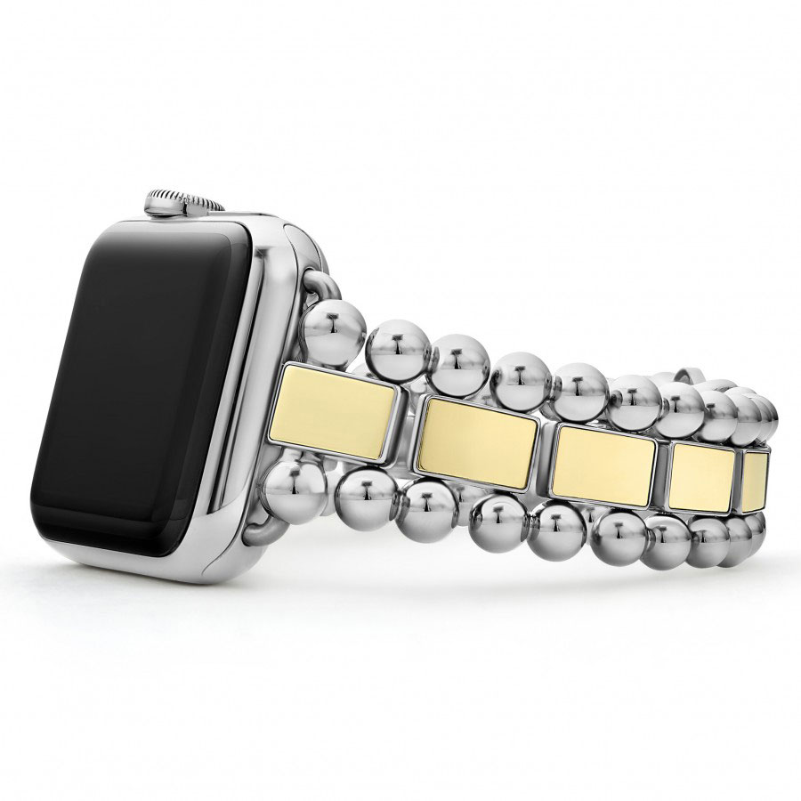 LAGOS Smart Caviar 18K Yellow Gold & Stainless Steel Bracelet for 38 mm Watch, Size 7