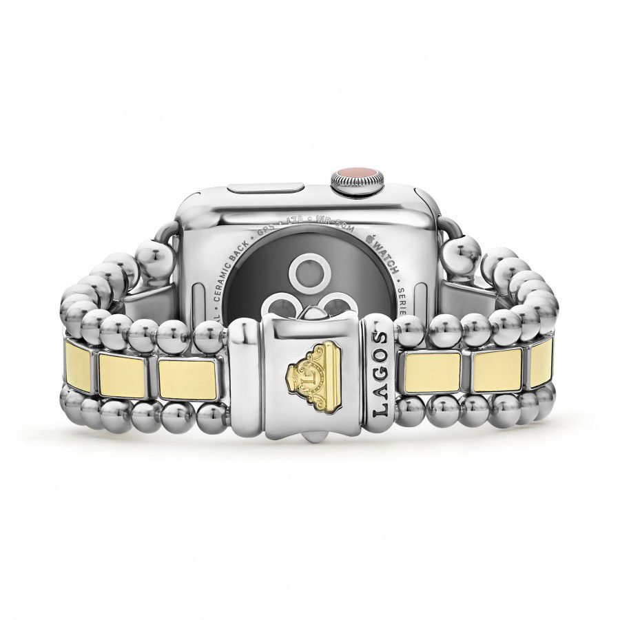 LAGOS Smart Caviar 18K Yellow Gold & Stainless Steel Bracelet for 38 mm Watch, Size 7