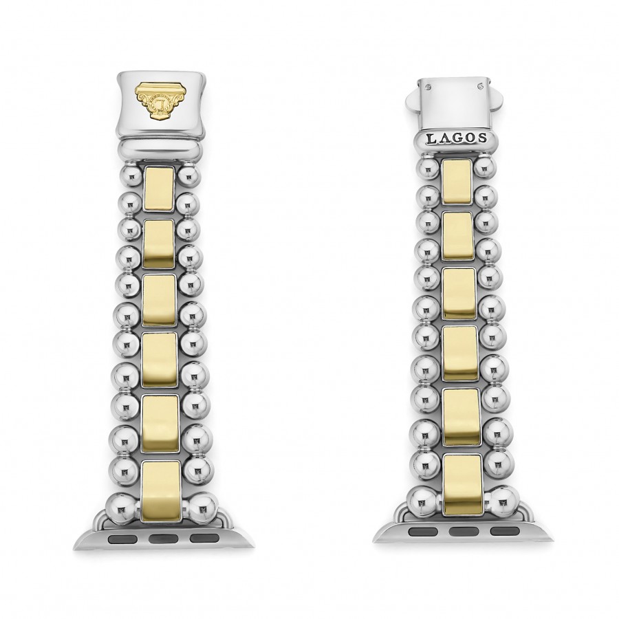 LAGOS Smart Caviar 18K Yellow Gold & Stainless Steel Bracelet for 38 mm Watch, Size 7
