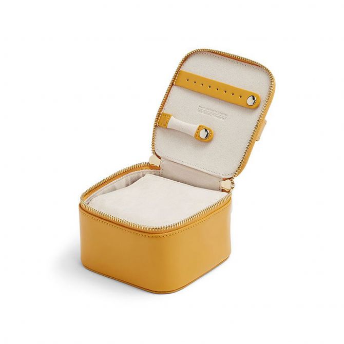 WOLF Maria Zip Jewelry Cube, Mustard | 766593-D | Borsheims
