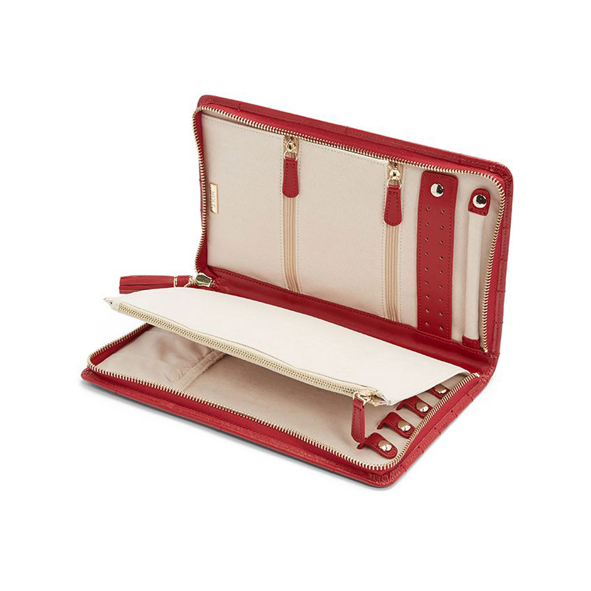 WOLF Caroline Large Jewelry Portfolio, Red