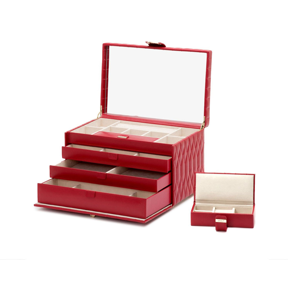 WOLF Caroline Large Jewelry Case, Red