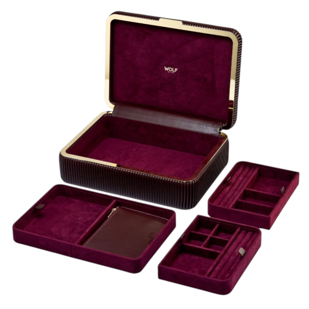 WOLF Bella Medium Jewelry Box, Bordeaux