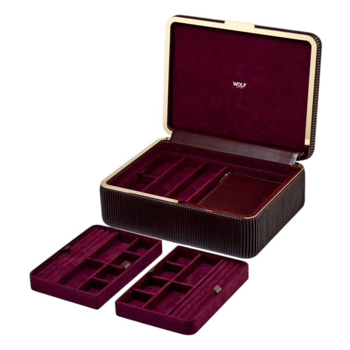 WOLF Bella Large Jewelry Box, Bordeaux