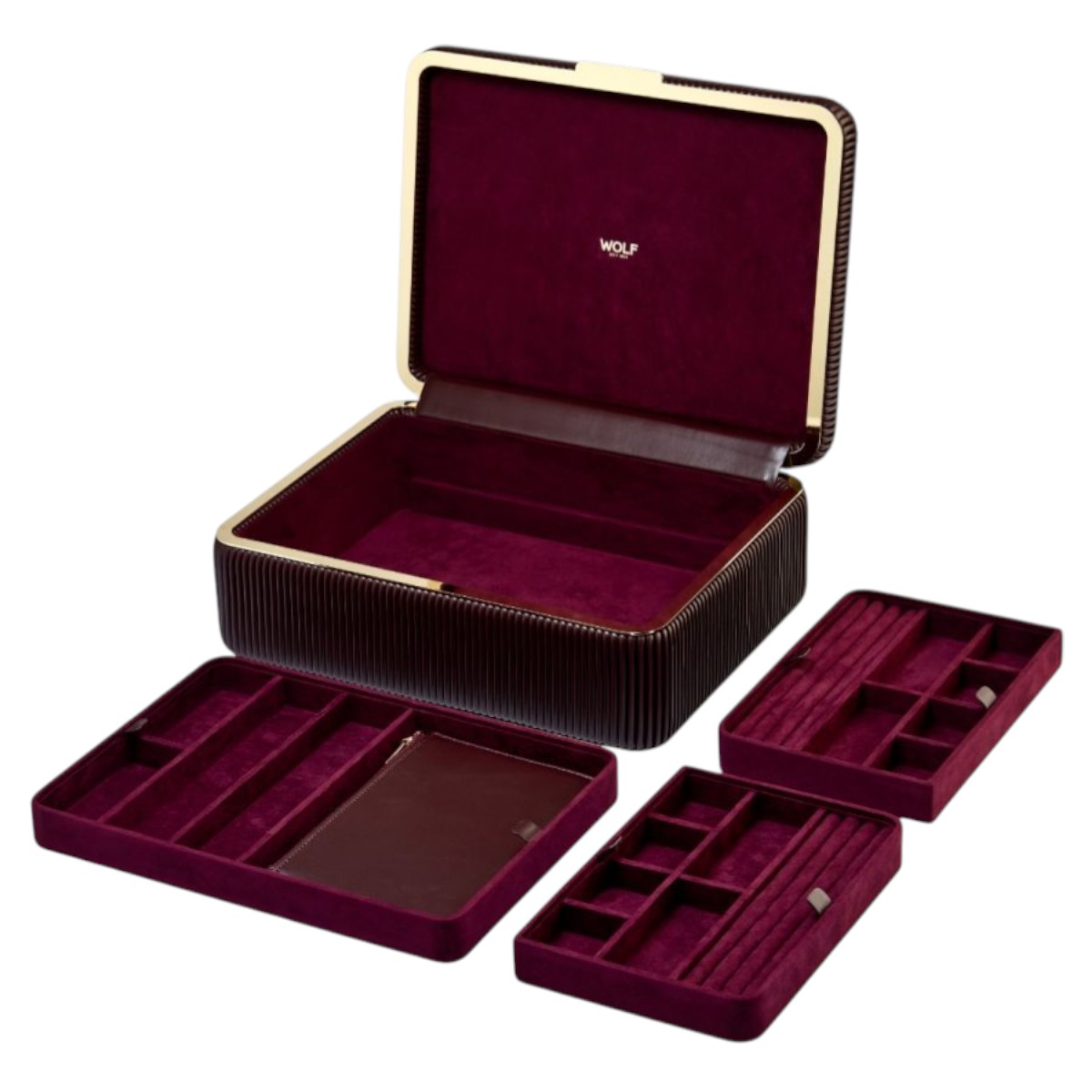 WOLF Bella Large Jewelry Box, Bordeaux