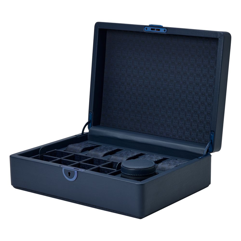 WOLF Earth 5 Piece Watch Box With Storage, Midnight Blue