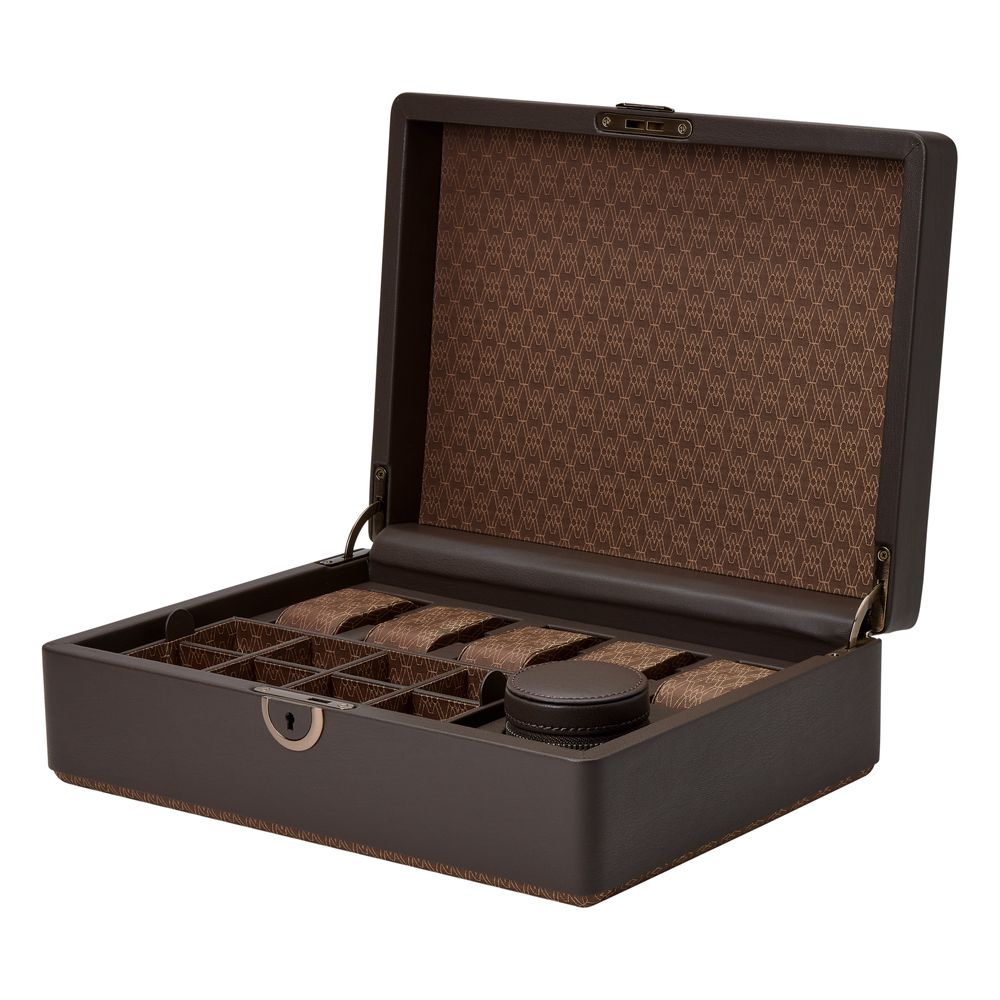 WOLF Earth 5 Piece Watch Box With Storage, Coffee