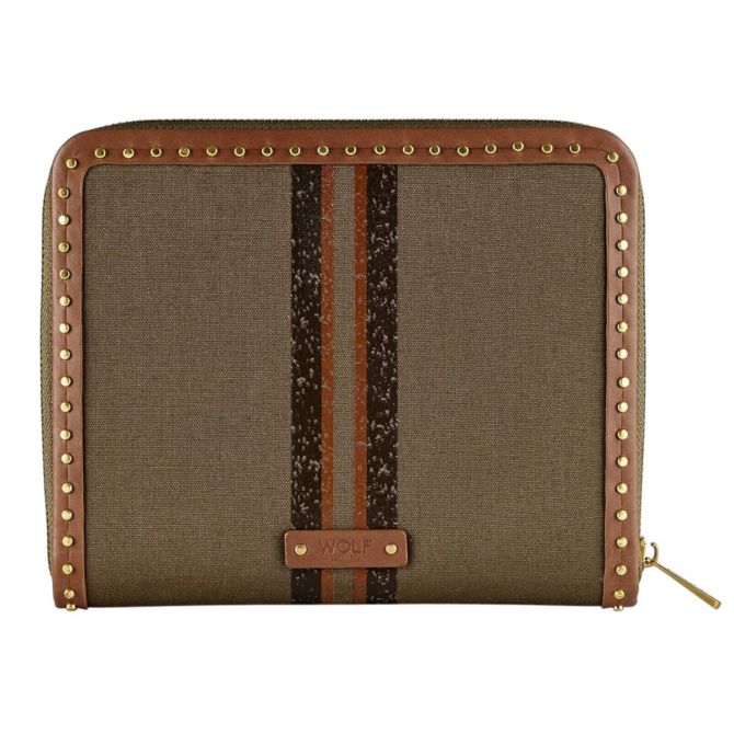 WOLF Ida Travel Zip Jewelry Portfolio, Khaki