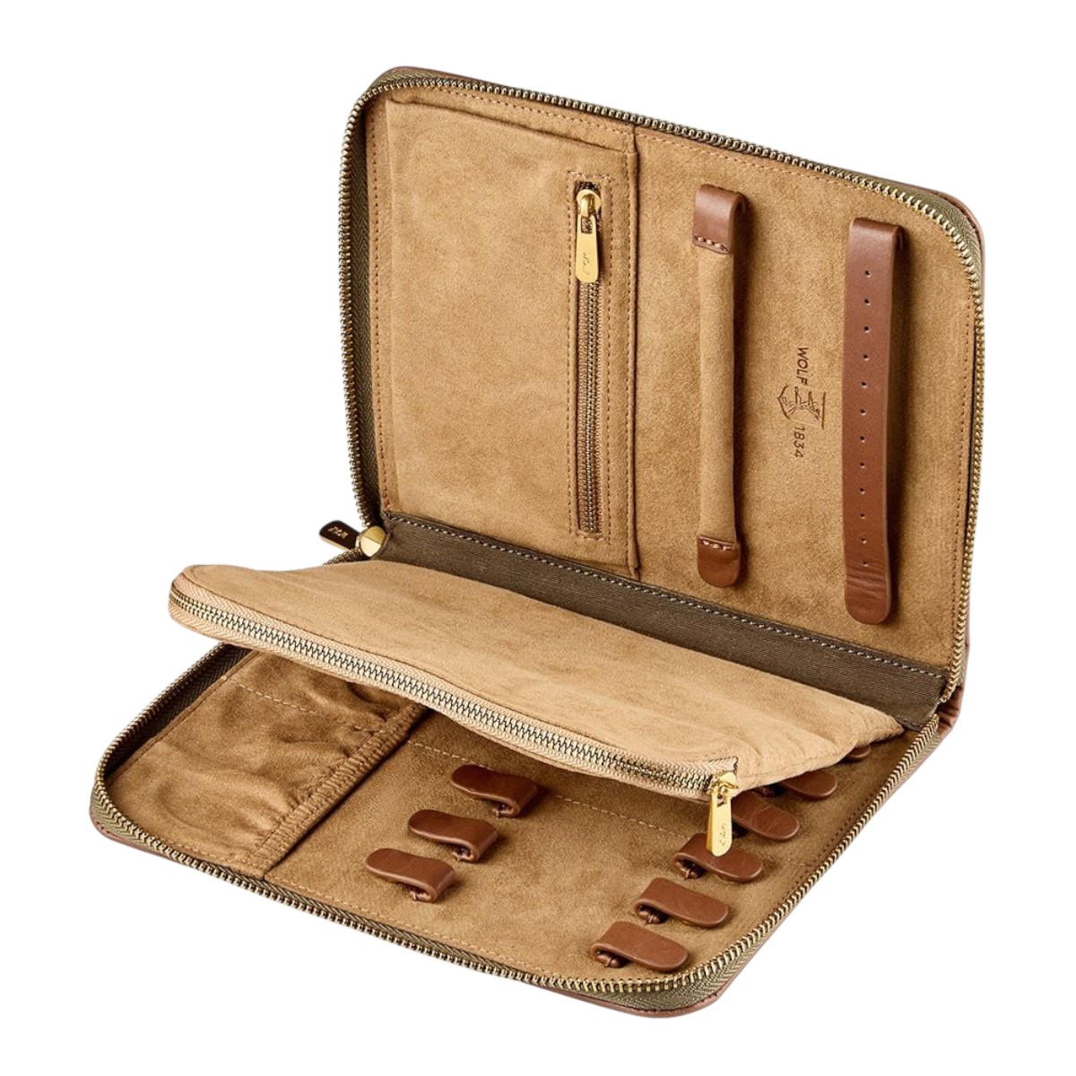 WOLF Ida Travel Zip Jewelry Portfolio, Khaki
