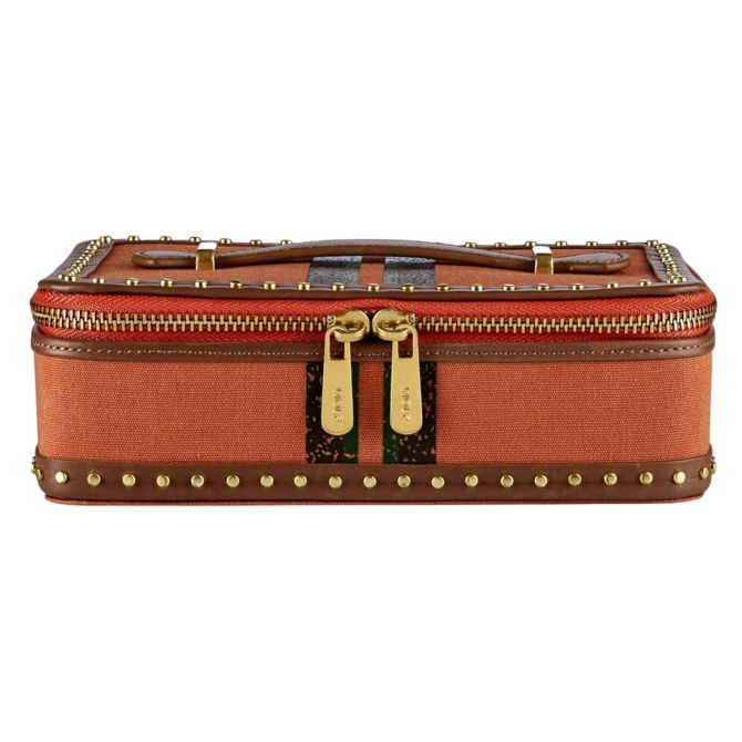 WOLF Ida Tavel Zip Jewelry Case, Orange