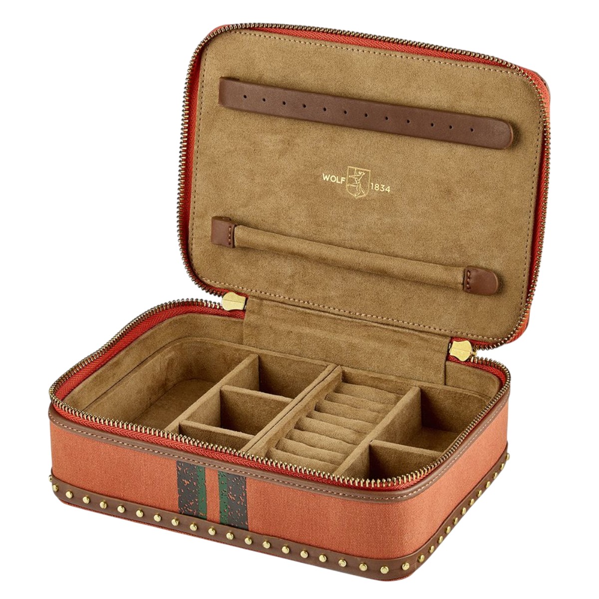 WOLF Ida Tavel Zip Jewelry Case, Orange