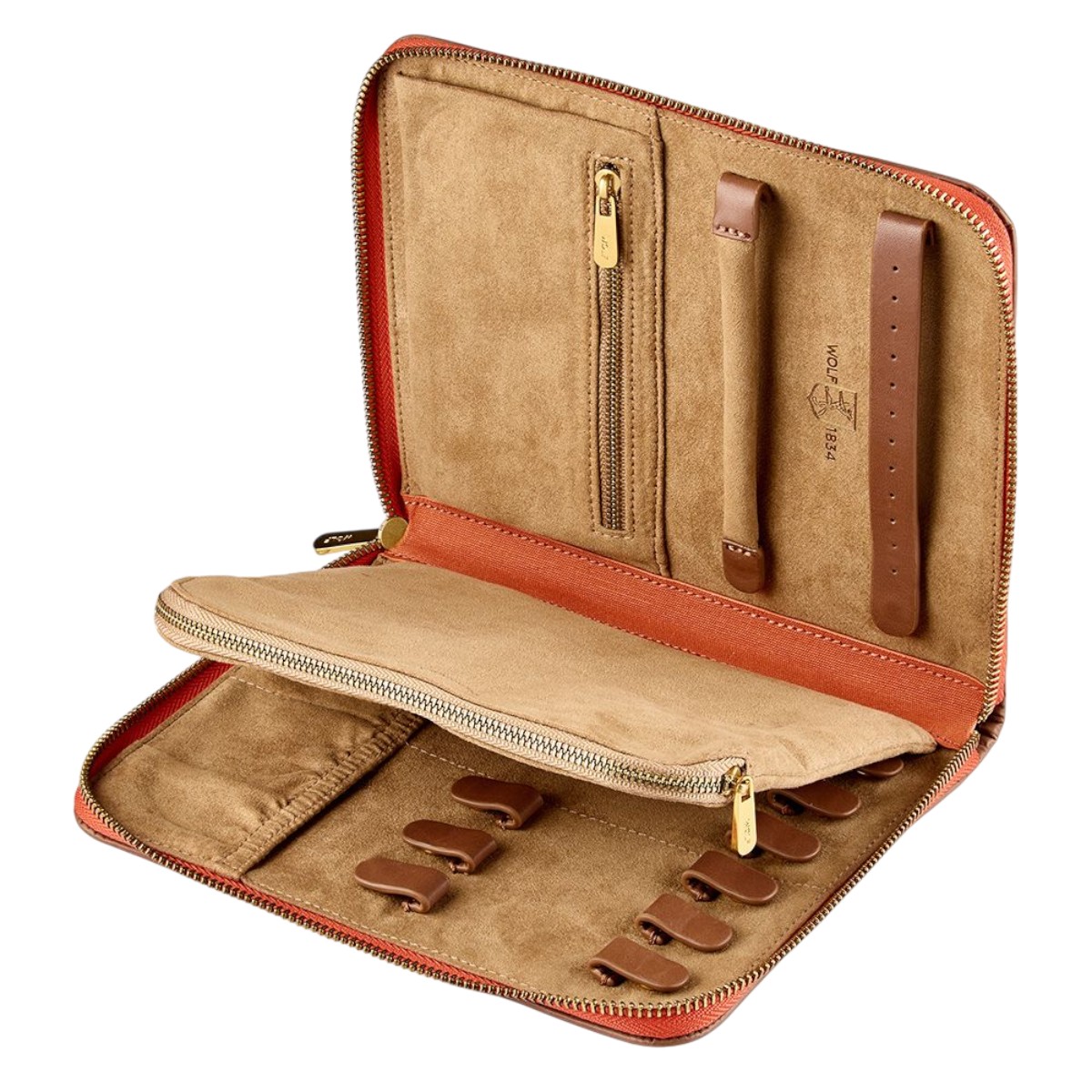 WOLF Ida Travel Zip Jewelry Portfolio, Orange
