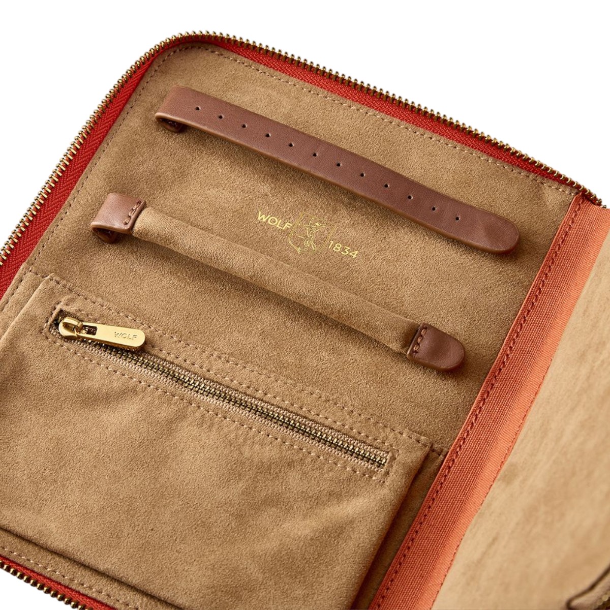 WOLF Ida Travel Zip Jewelry Portfolio, Orange