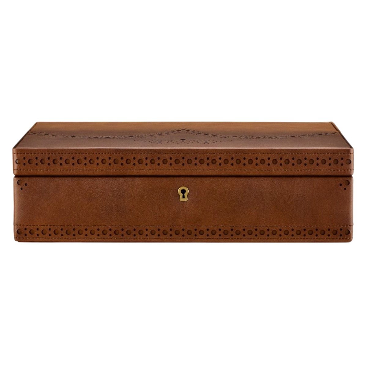 WOLF Brogue 10 Piece Watch Box, Burnished Brown