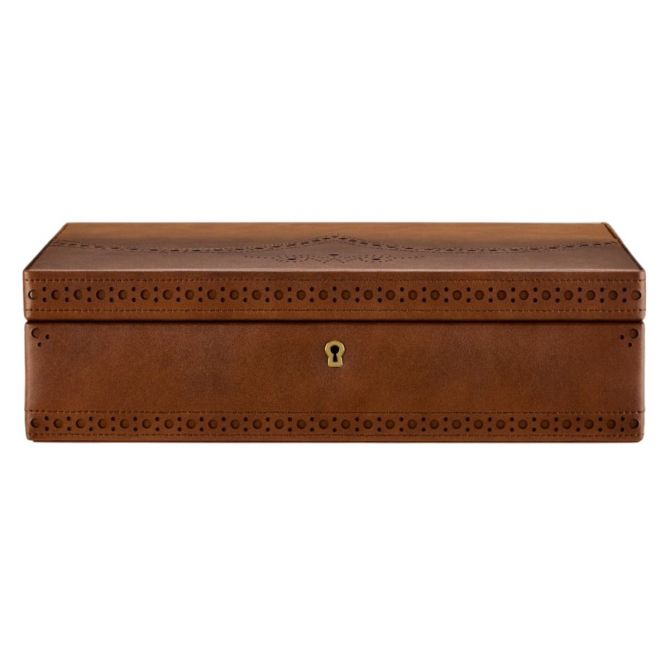 WOLF Brogue 10 Piece Watch Box, Burnished Brown