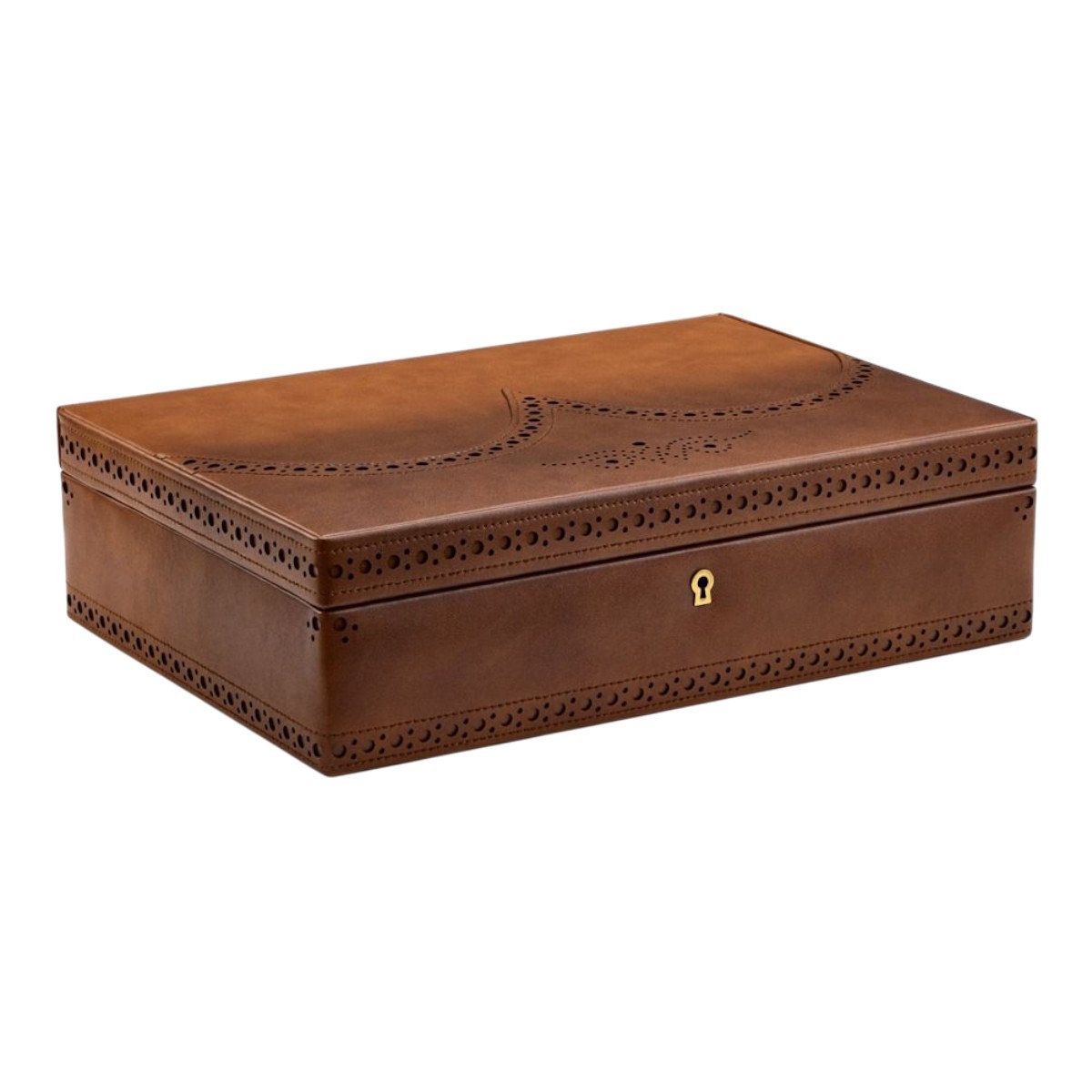 WOLF Brogue 10 Piece Watch Box, Burnished Brown